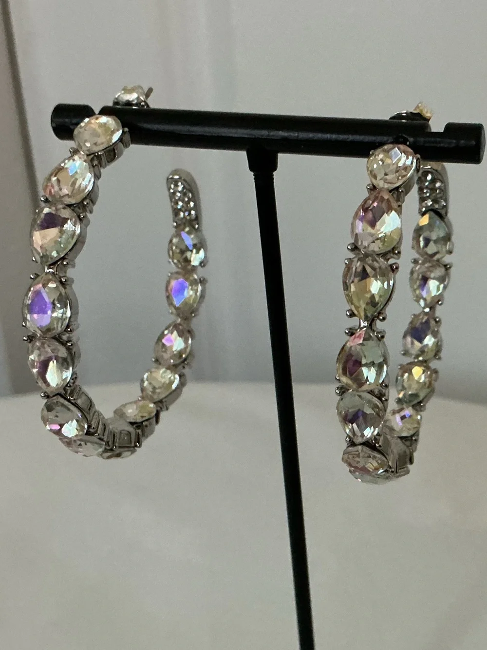 Aurora iridescent Crystal Hoop Earrings